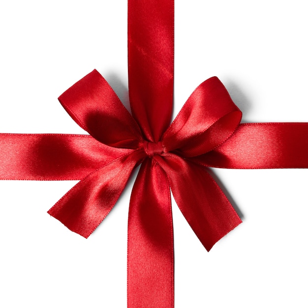 gift box with red ribbon on white background