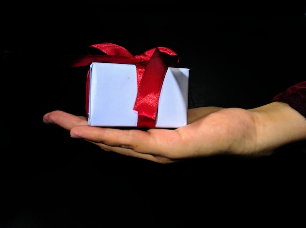 gift box with red ribbon