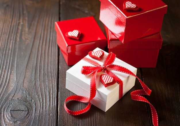 Gift box with red ribbon