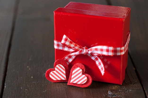 Gift box with red ribbon