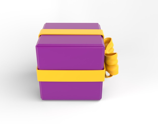 Gift Box With Ribbon Right Side View Isolated In White Background