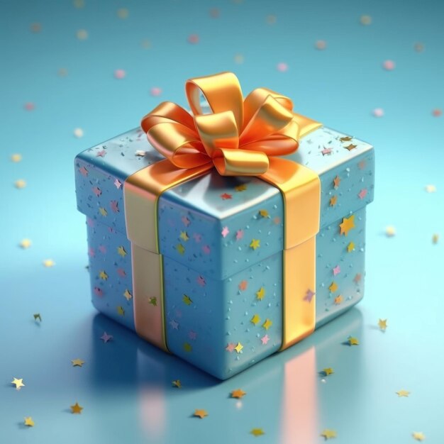 a gift box with a ribbon tied around it and a bow on it.