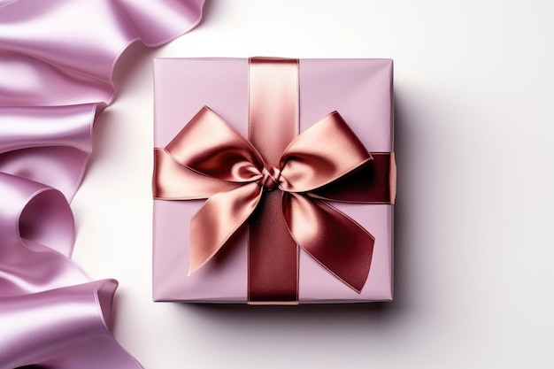 Gift box with satin ribbon and bow professional photography