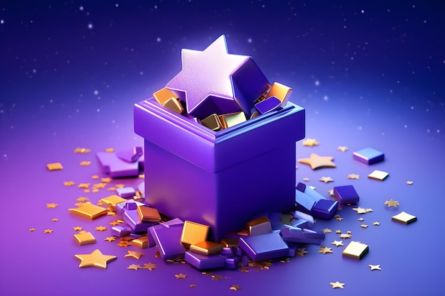 Gift box with stars generated by ai