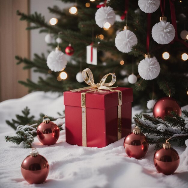 AI가 생성한 크리스마스 나무 테이블 장식의 선물 상자