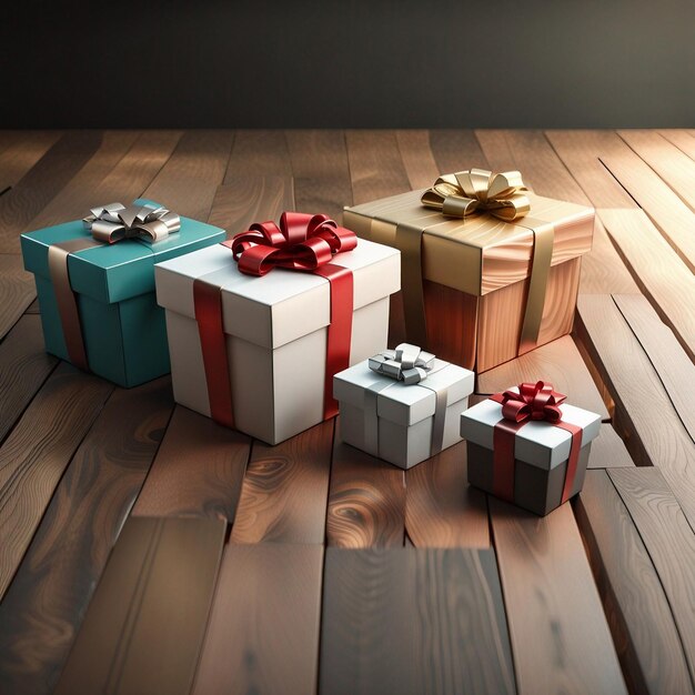 Photo a gift box on wooden table