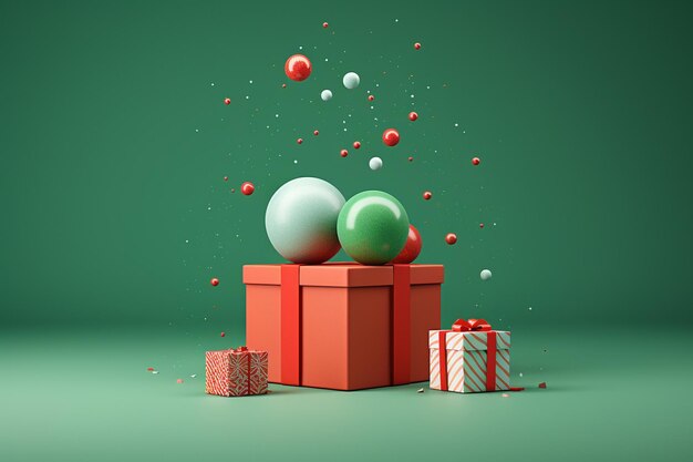 Gift boxes and balloons colorful christmas concept celebration background generative ai