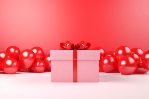 Photo gift boxes and balloons colorful happy birthday and christmas concept celebration generative ai