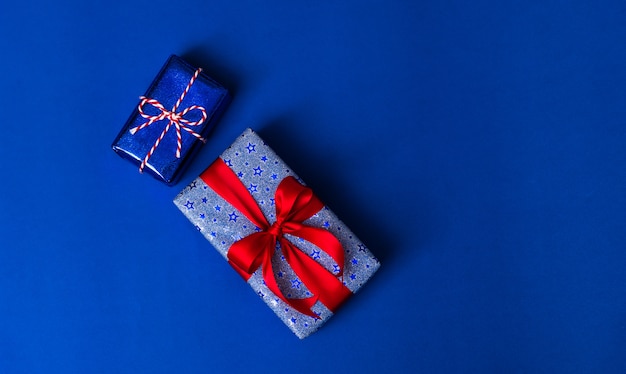 Gift boxes in blue background