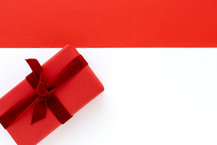 Photo gift boxes decorated on colorful background