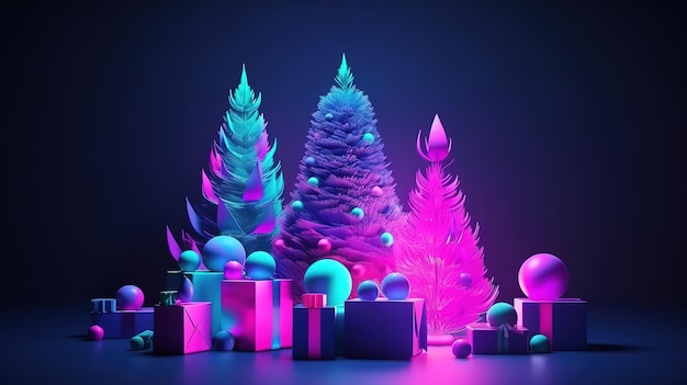 Photo gift boxes and festive ornaments holiday wallpaper generative ai