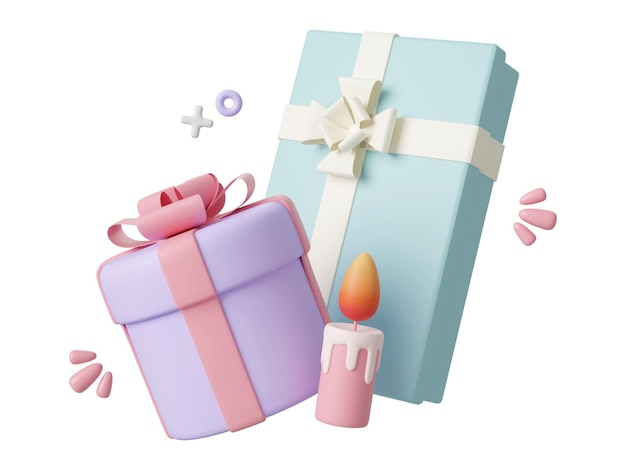 Фото Подарочные коробки для празднования дня рождения с днем рождения 3d иллюстрация