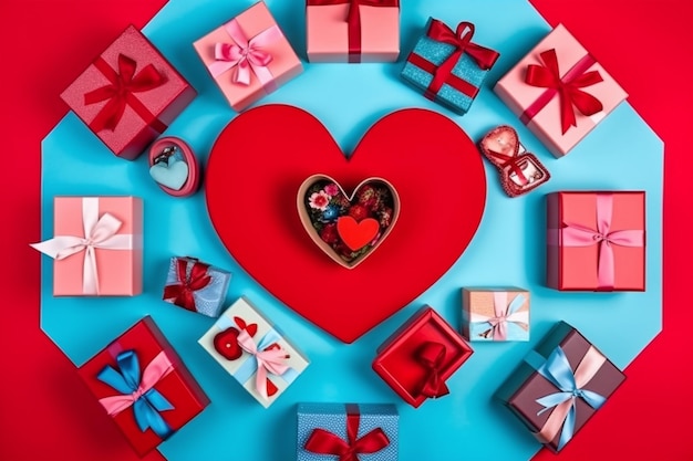 선물 상자, 심장 모양의 크리스마스 선물 상자와 함께
