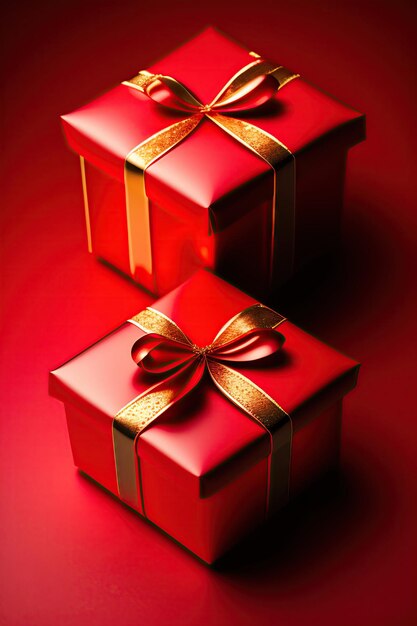 Gift boxes on a red background christmas holiday backdrop