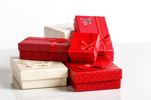 Gift boxes on white background