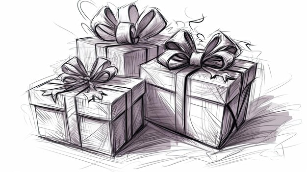 Photo gift boxes with bows and ribbons generative ai