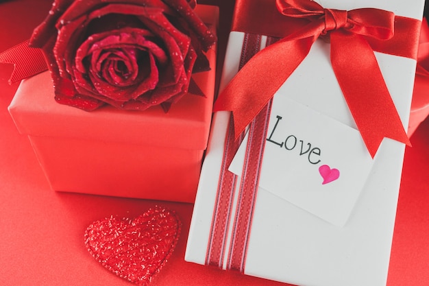 Photo gift boxes with chocolates and a love note