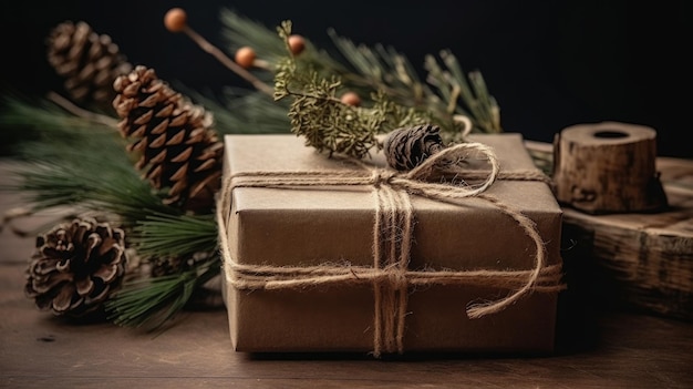 A gift boxes wrapped in earthy tones inspired by nature AI generated