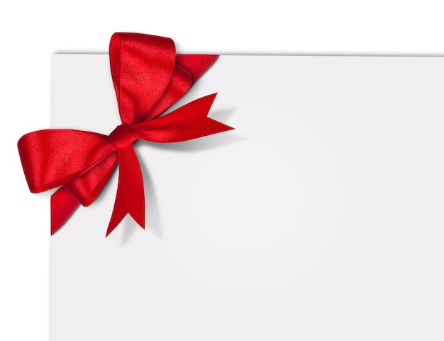 gift card note with ribbon on isolated background