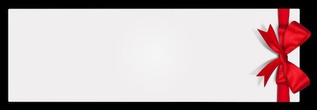 写真 孤立した背景にリボンとギフトカードのメモ