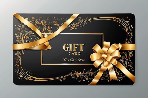 Photo gift card with golden title vector mockup with placeholder