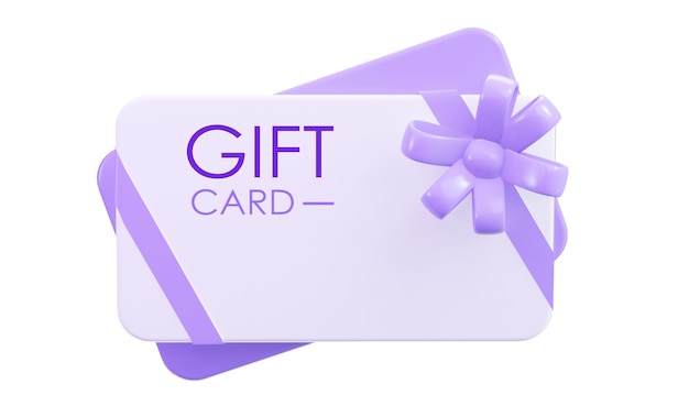 Photo gift card with ribbon. 3d rendering. gift certificate.