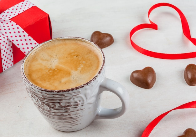 Gift, coffee and sweets for Valentine's day