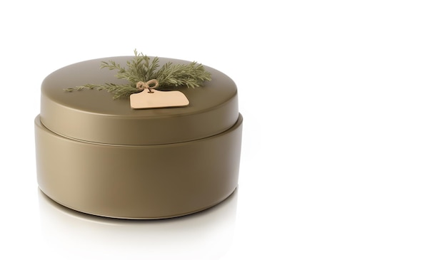 Gift cylindrical box with natural decor copy space