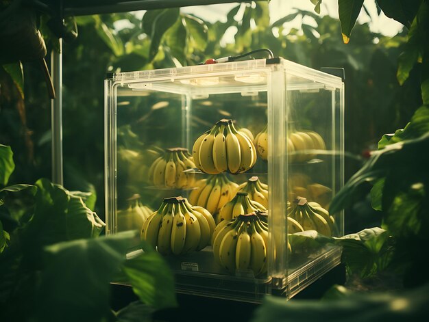 A gift from Nature A Bountiful Glass Box Displaying Nature's Finest Fruits and Vegetables