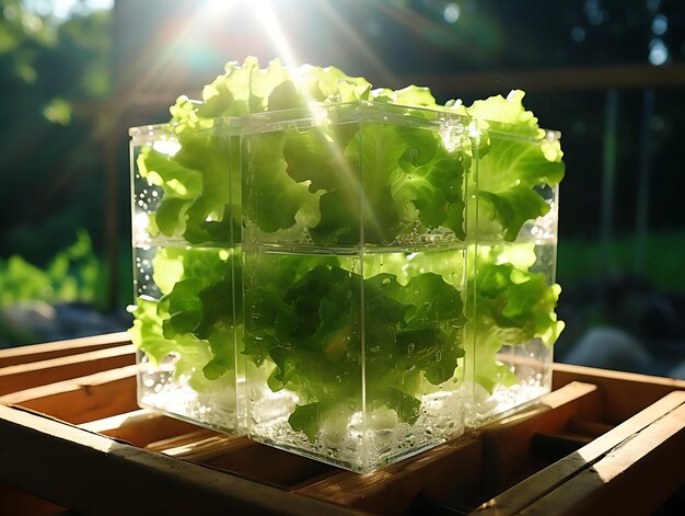 A gift from Nature A Bountiful Glass Box Displaying Nature's Finest Fruits and Vegetables