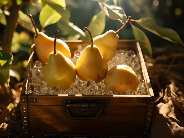 A gift from nature a bountiful glass box displaying nature's finest fruits and vegetables