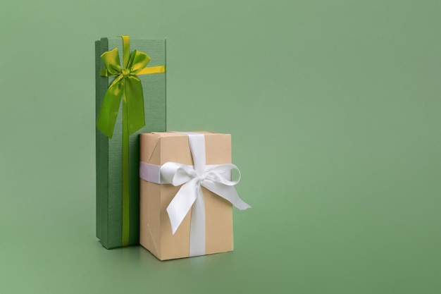 Gift on green background