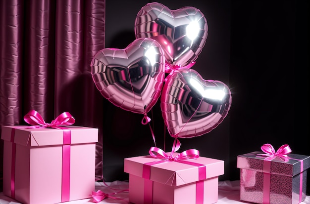 Gift of Love Heart Balloon Bouquet in Elegant Package