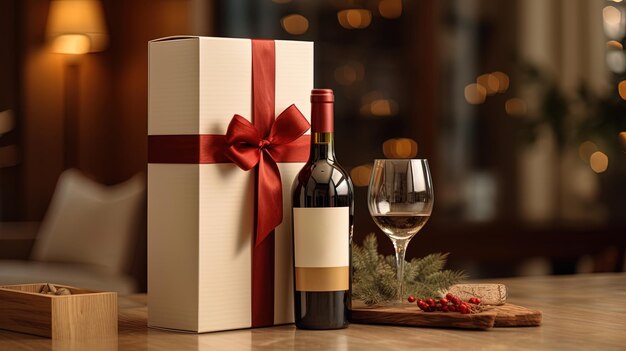 Photo gift packaging with set for wine drinking