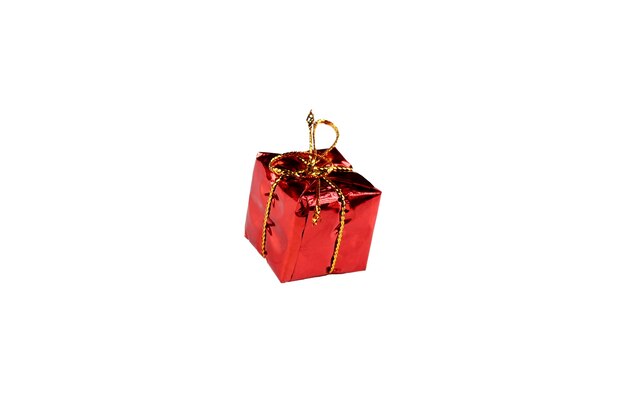 Gift red wrapping with gold binding on isolated background. High quality photo