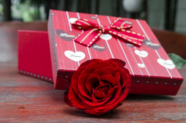 gift and rose for concept of love