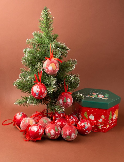 Photo gift set of new year's christmas balls toys for the christmas tree.