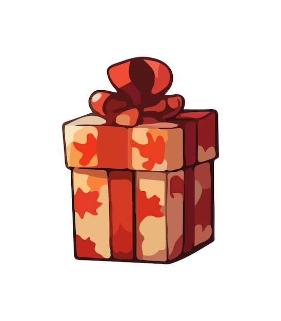 gift vector illustration christmas new year decoration box drawn in cartoon watercolor style isolated on a white background