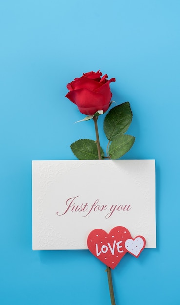 Photo gift with greeting card, concept of valentine's day