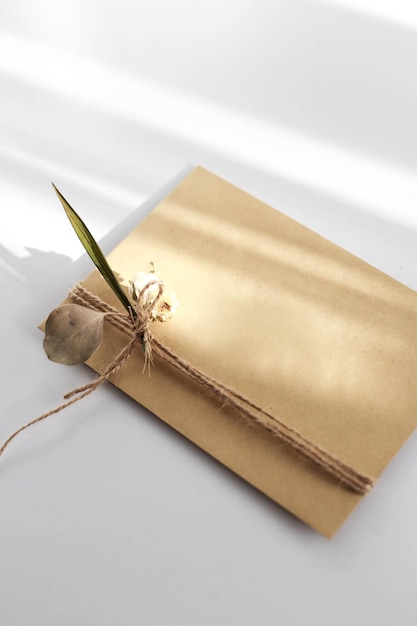 Gift wrap with envelope in white and beige colors