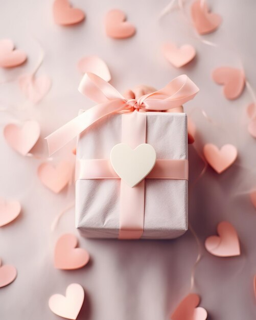 gift wrapping in pink tones Valentines Day surprise for your soulmate space for text