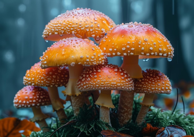 Giftige paddestoelen groeien in het bos.