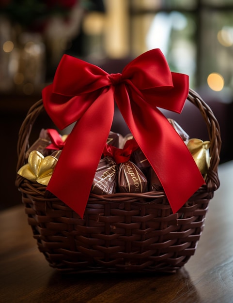 gifts in basket on Isolated background