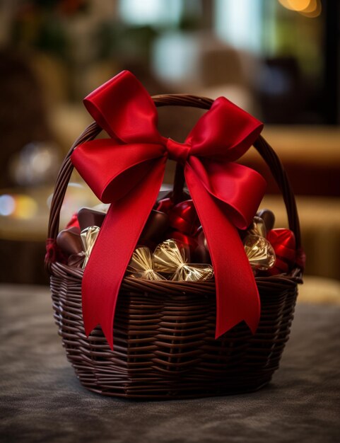 gifts in basket on Isolated background