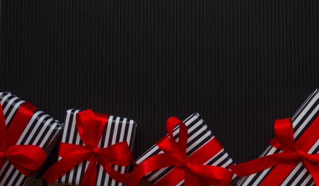 Gifts on the black background