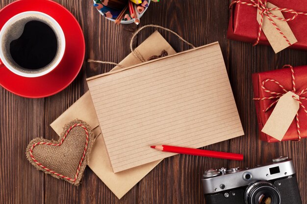 Gifts camera coffee and notepad for your text