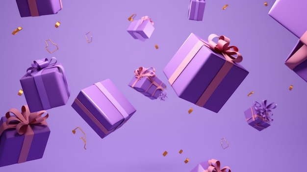 Gifts Falling from the Sky Background for Holidays