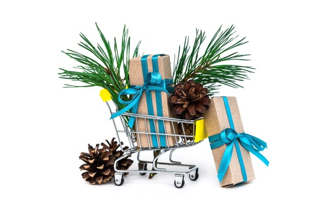 Gifts and needles in the shopping cart.