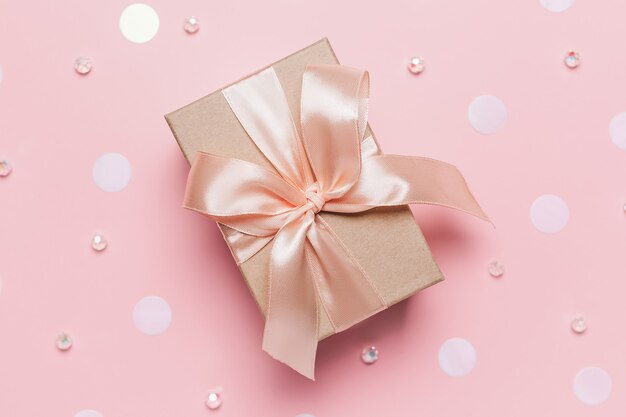 Gifts on pink background, love and valentine concept