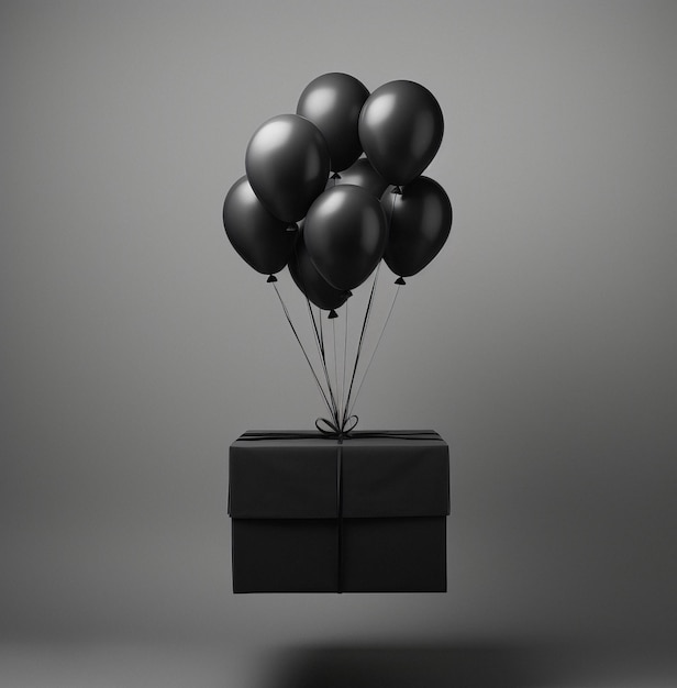 Gifts with balloons in the style of Black Friday